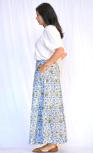Load image into Gallery viewer, Block Printed Tiered Cotton Skirt Teal Olive -Not In Stock