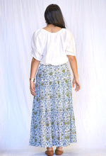 Load image into Gallery viewer, Block Printed Tiered Cotton Skirt Teal Olive -Not In Stock