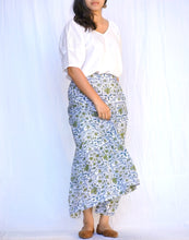 Load image into Gallery viewer, Block Printed Tiered Cotton Skirt Teal Olive -Not In Stock