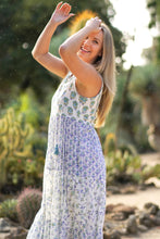 Load image into Gallery viewer, Nola Sleeveless Block Print Dress Blue Green