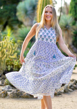 Load image into Gallery viewer, Nola Sleeveless Block Print Dress Blue Green