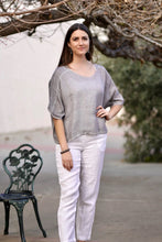 Load image into Gallery viewer, Everly Linen Blouse Light Grey