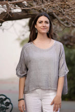 Load image into Gallery viewer, Everly Linen Blouse Light Grey