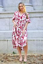 Load image into Gallery viewer, Zoey Geo Dress White Red