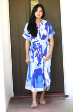 Load image into Gallery viewer, Brigitte Abstract Print Dress Blue Multi