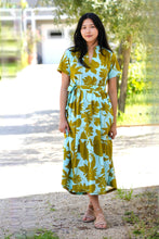 Load image into Gallery viewer, Alice Tie Waist Dress Turquoise Olive