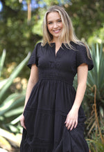 Load image into Gallery viewer, Suri Solid Smocked Waist Maxi Dress Black