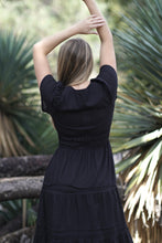 Load image into Gallery viewer, Suri Solid Smocked Waist Maxi Dress Black
