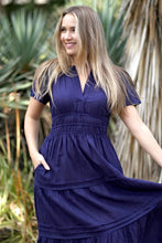 Load image into Gallery viewer, Suri Solid Smocked Waist Maxi Dress Navy