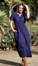 Load image into Gallery viewer, Suri Solid Smocked Waist Maxi Dress Navy
