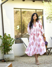 Load image into Gallery viewer, Mylah Midi Dress Block Printed White Coral