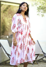 Load image into Gallery viewer, Mylah Midi Dress Block Printed White Coral