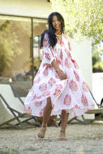 Load image into Gallery viewer, Mylah Midi Dress Block Printed White Coral