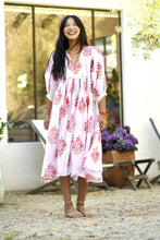 Load image into Gallery viewer, Mylah Midi Dress Block Printed White Coral