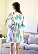 Load image into Gallery viewer, Raya Block Printed Mini Dress- White Turq