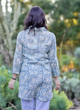 Load image into Gallery viewer, Uma Floral Button Down Shirt Blue (Sea foam)