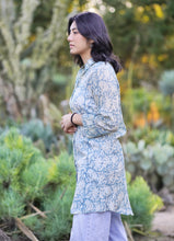 Load image into Gallery viewer, Uma Floral Button Down Shirt Blue (Sea foam)