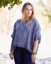 Load image into Gallery viewer, Everly Linen Blouse Denim