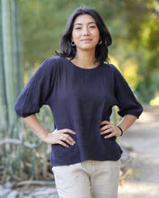 Load image into Gallery viewer, Coralee Cotton Gauze Top-Black