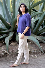 Load image into Gallery viewer, Coralee Cotton Gauze Top-Navy