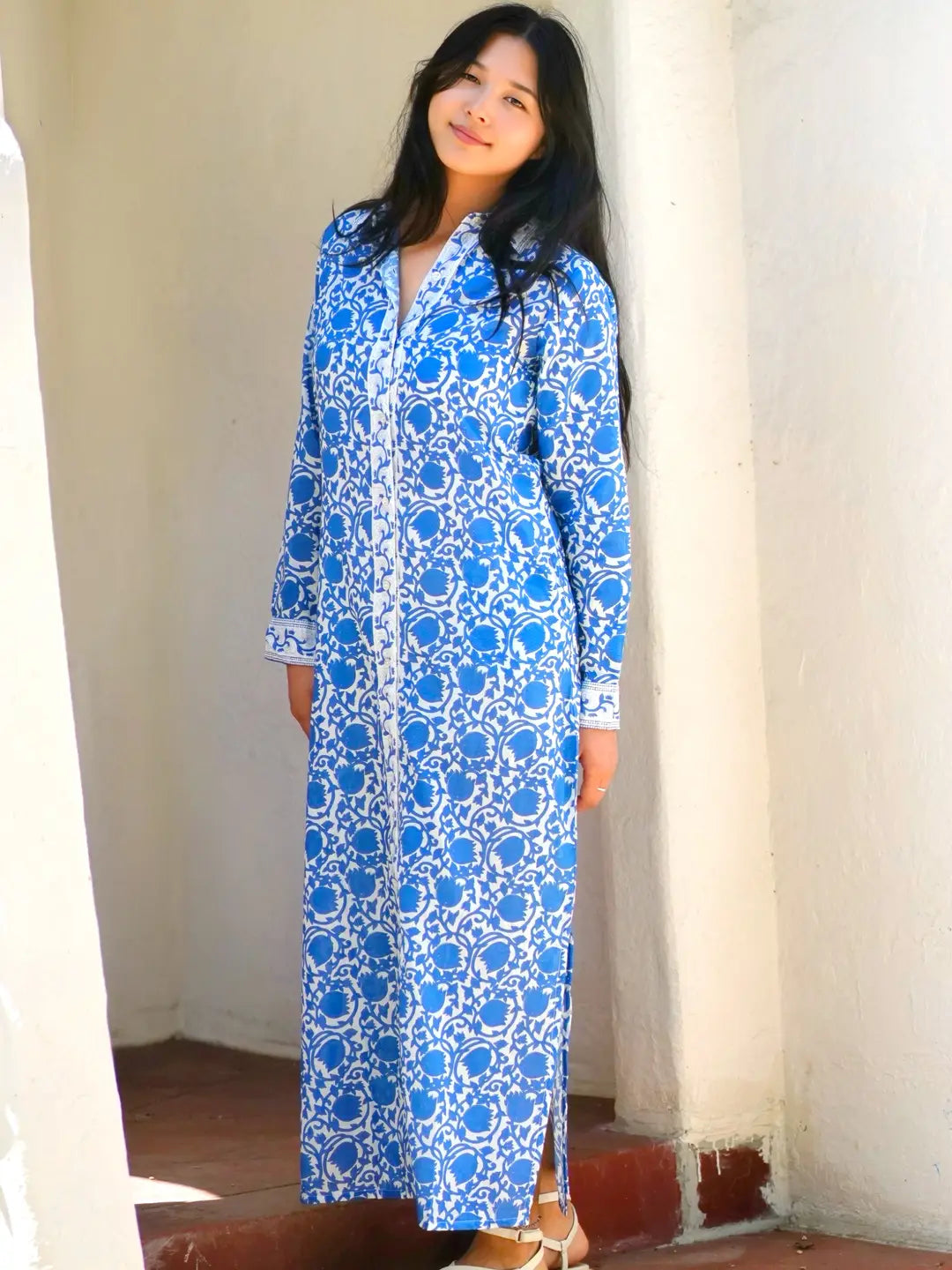 maxi shirt dress blue Frank & Eileen Rory Long Sleeve Denim Maxi Shirtdress in Classic Blue Tattered Wash at Nordstrom, Size Large