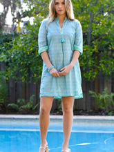 Load image into Gallery viewer, Bea Contrast Cuff Tunic Dress Blue-Green
