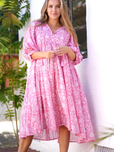 Load image into Gallery viewer, Mylah Midi Dress Block Printed Pink