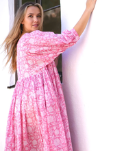 Load image into Gallery viewer, Mylah Midi Dress Block Printed Pink