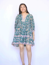 Load image into Gallery viewer, Raya Mini Dress Green-Beige