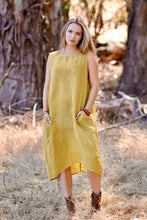 Load image into Gallery viewer, Anita Linen Sleeveless Dress Mustard
