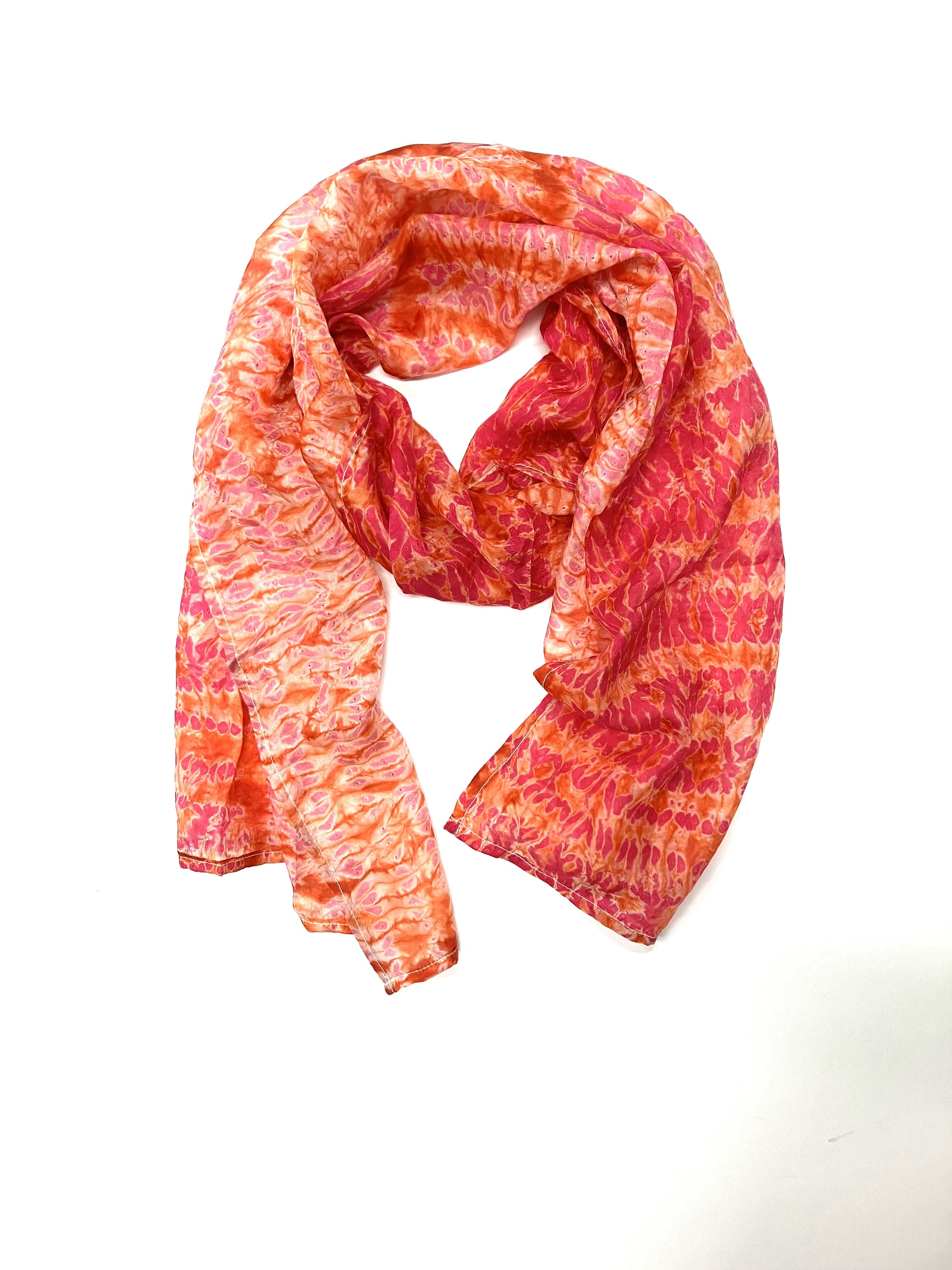 Shibori Silk Scarf-Red