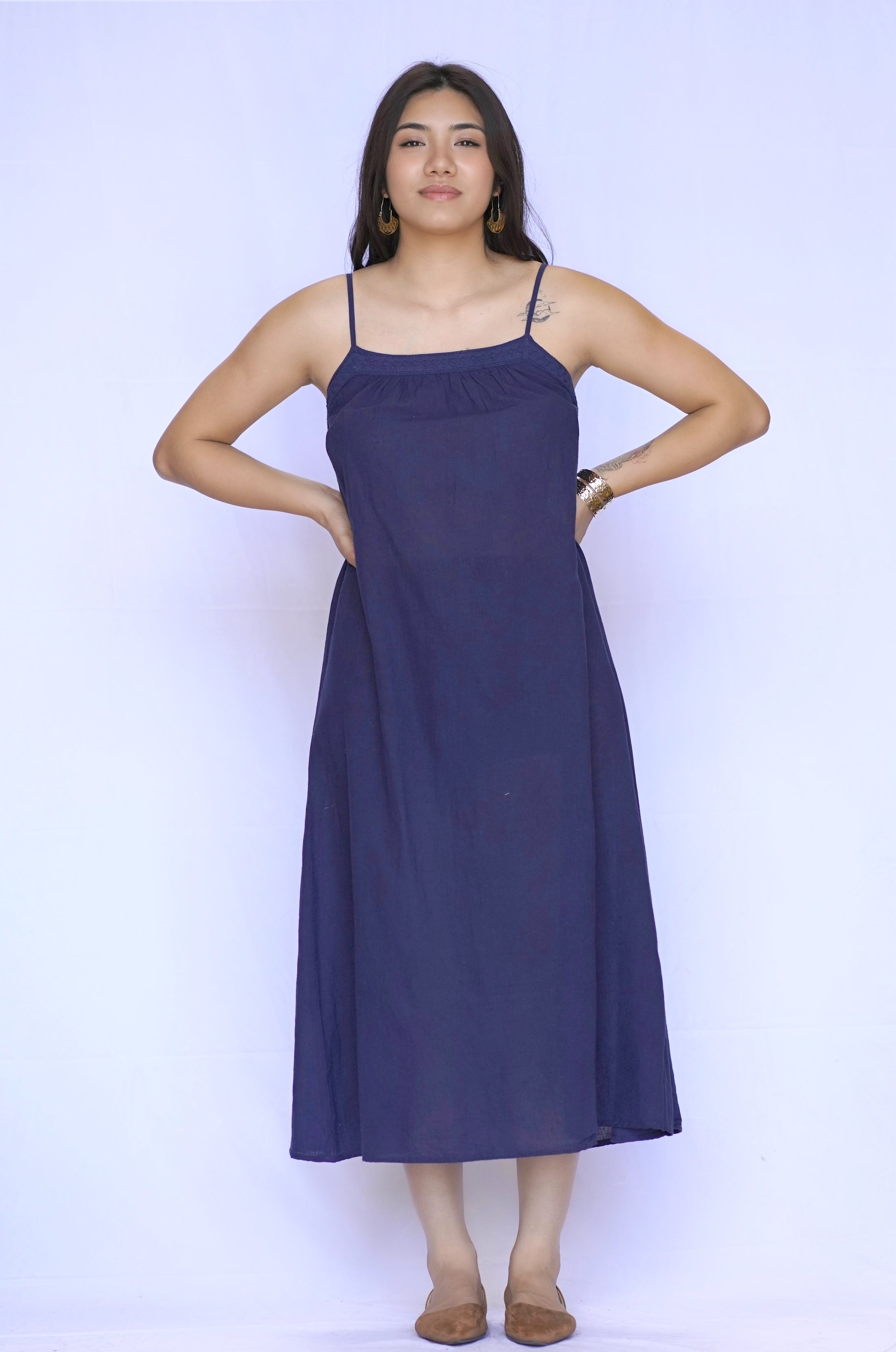 Stripe Sleeveless Dress - Navy