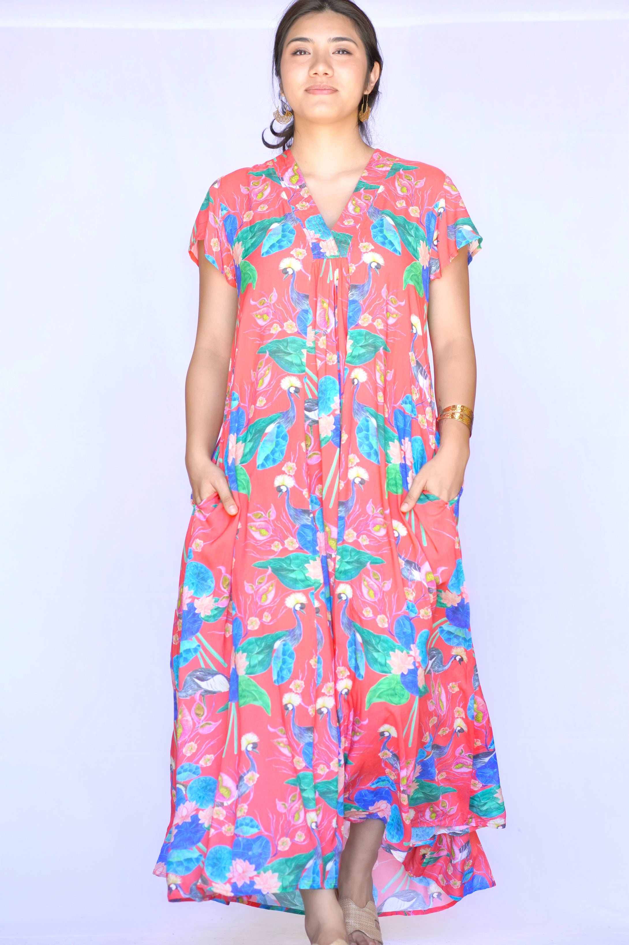 Amaryllis Maxi Dress - Orange Multi