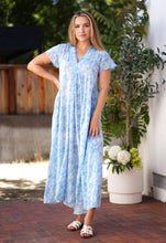 Load image into Gallery viewer, Amaryllis Maxi Dress Blue Block Printed
