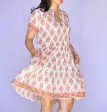 Load image into Gallery viewer, Floral Block Print Dress - Beige red
