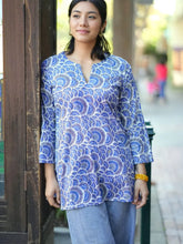 Load image into Gallery viewer, Alisha Cotton Kurta Tunic Blue 

