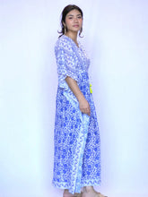 Load image into Gallery viewer, Nayla Block Printed Kaftan Blue
