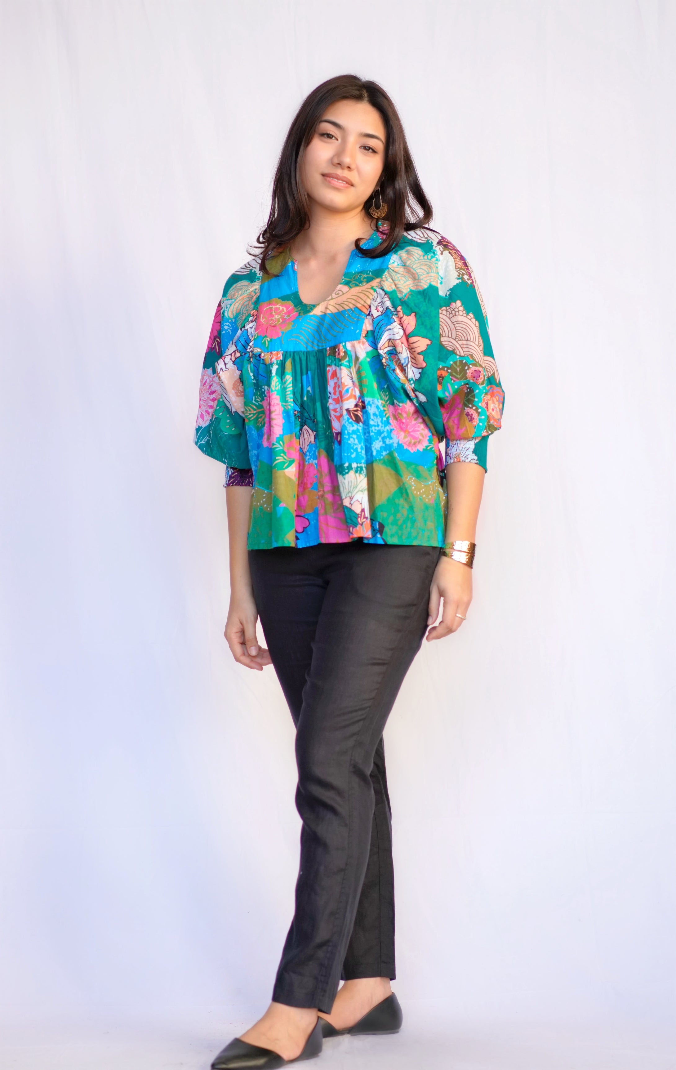 Premium Cotton Anjou Top O/S - Multi