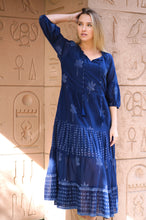 Load image into Gallery viewer, Bells Maxi Dress Hand Block Printed Blue
