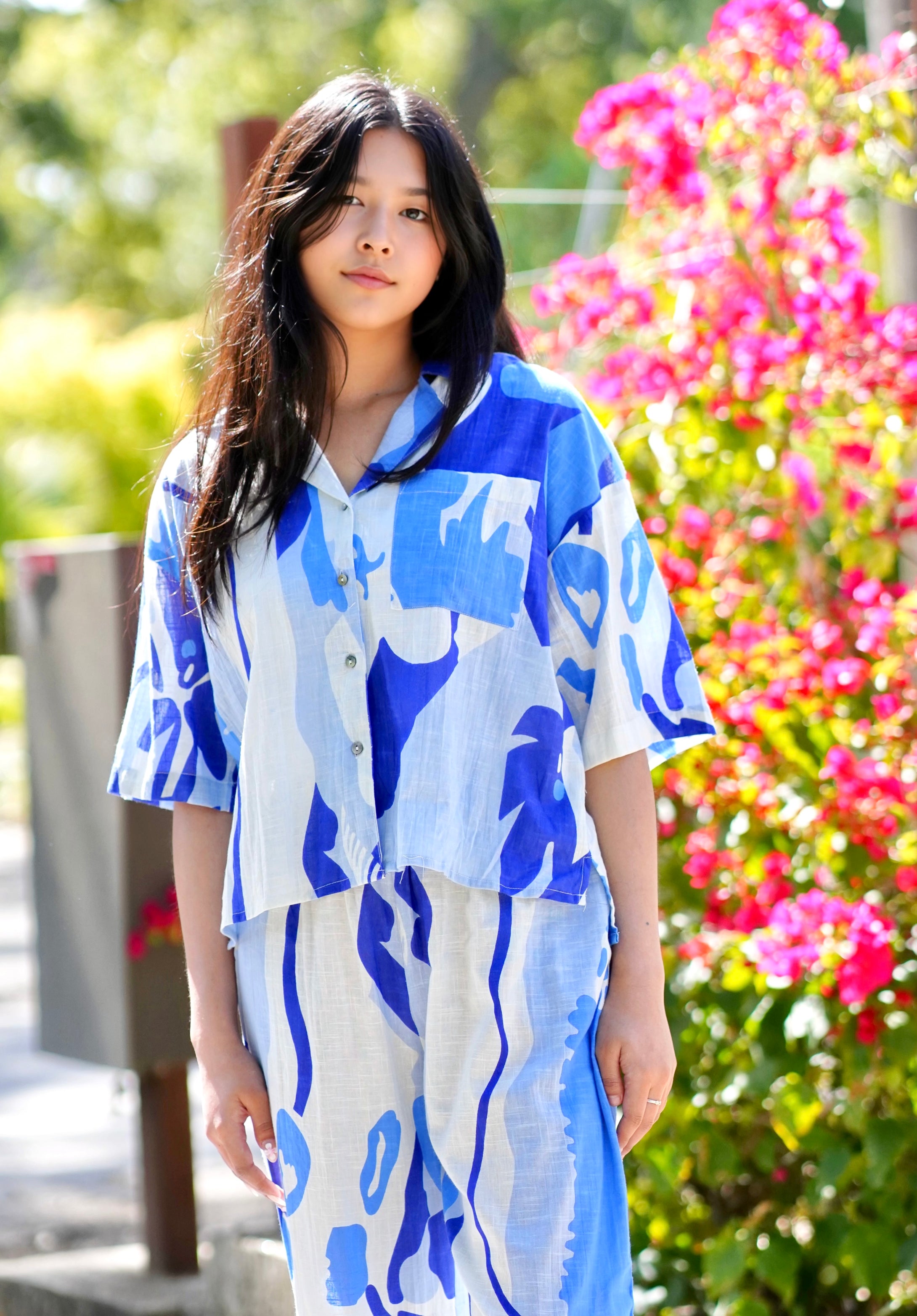 Erin Abstract Print Shirt Blue Multi 