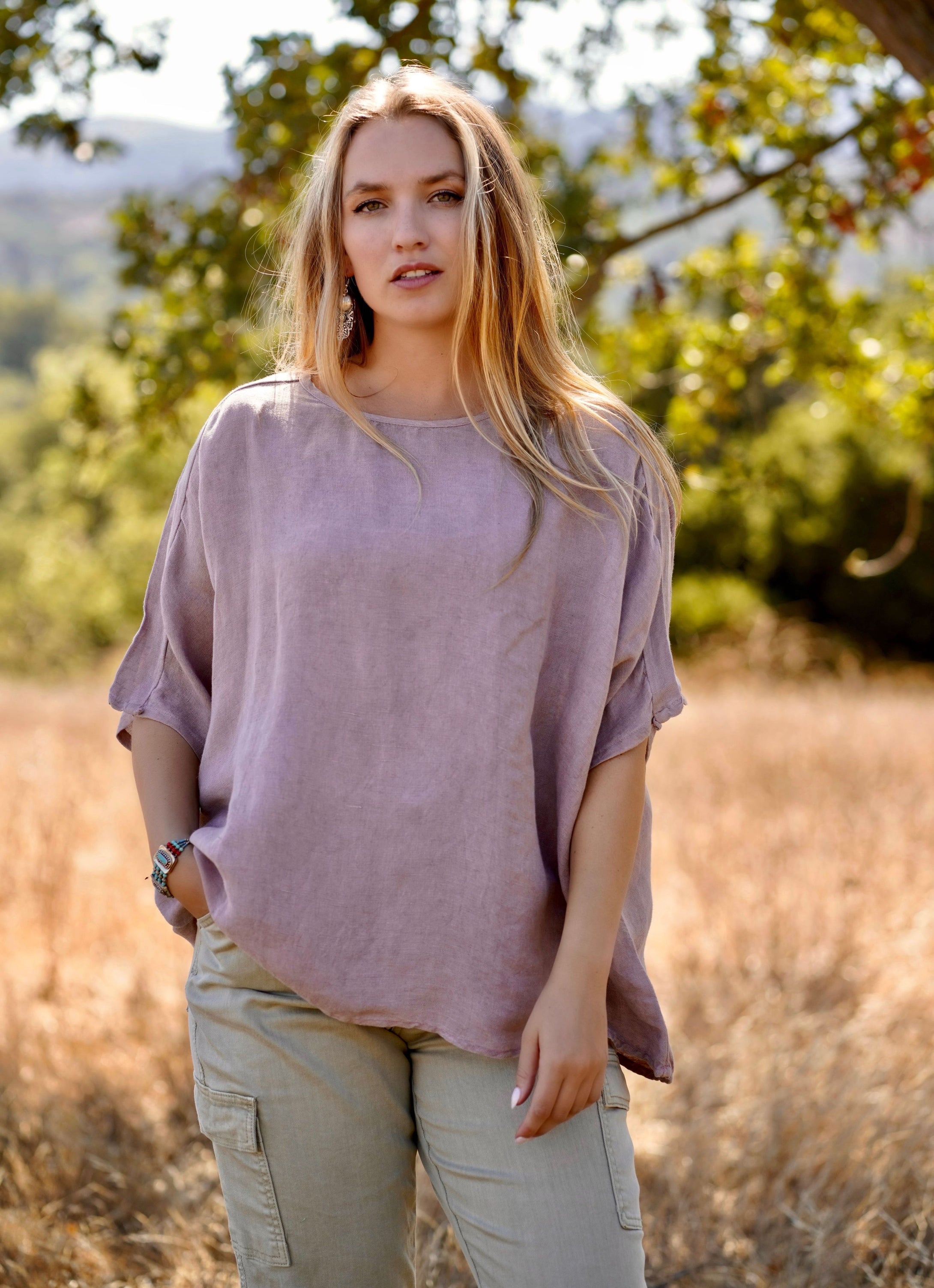 Everly Linen Blouse Dusty Pink
