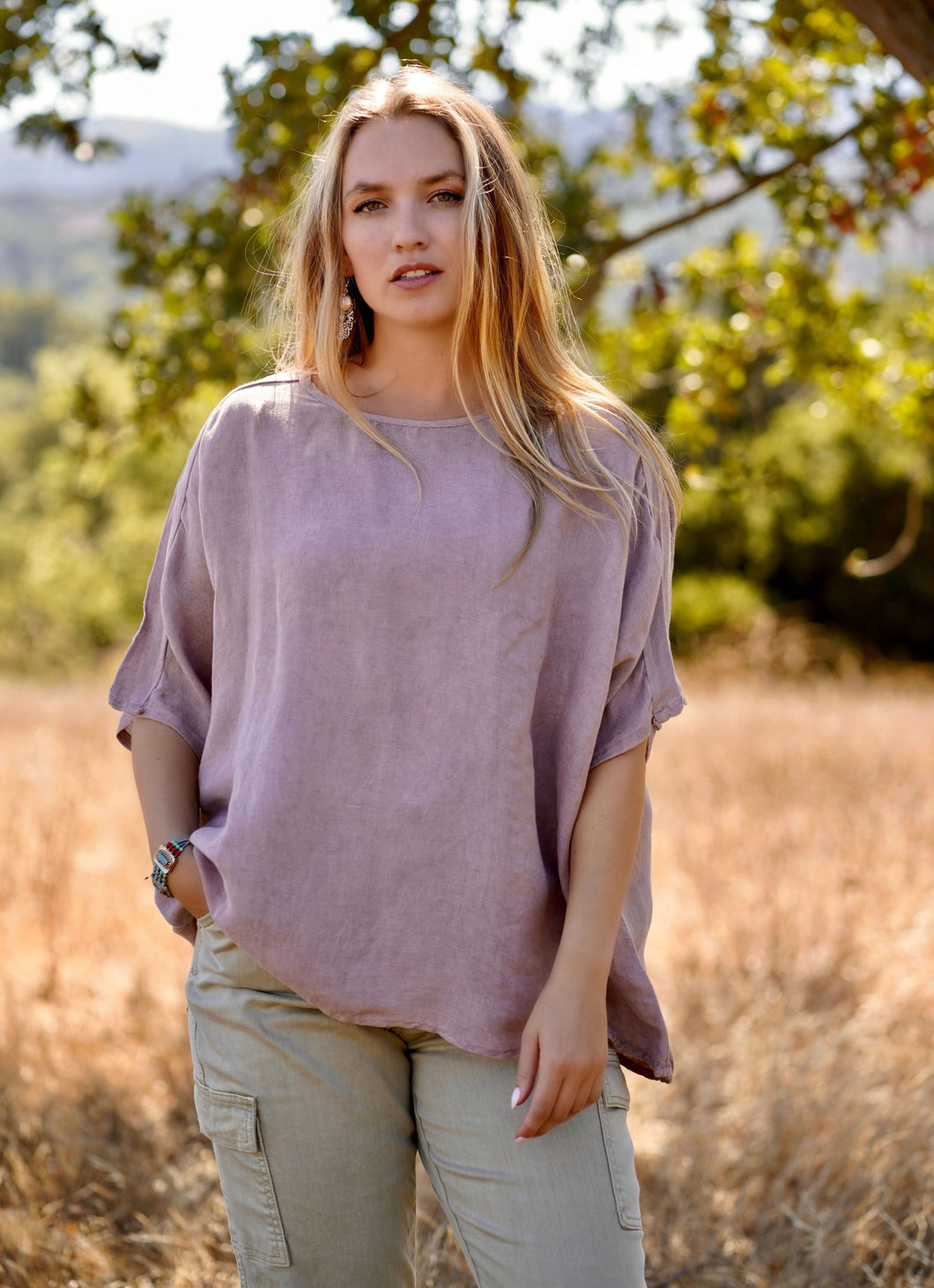 Everly Linen Blouse Dusty Rose