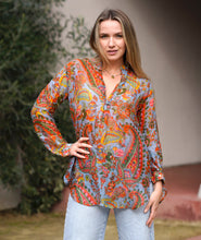 Load image into Gallery viewer, Anoushka Printed Paisley Top Blue
