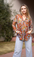 Load image into Gallery viewer, Anoushka Printed Paisley Top Blue
