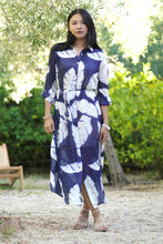 Load image into Gallery viewer, Reine Shirt Dress- Navy Leaves
