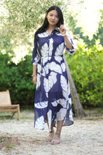 Load image into Gallery viewer, Reine Shirt Dress- Navy Leaves
