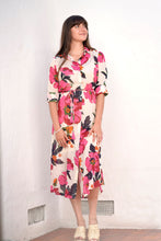 Load image into Gallery viewer, Reine Shirt Dress White Fuchsia
