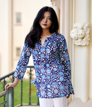 Load image into Gallery viewer, Nadine Cotton Tunic Blue White
