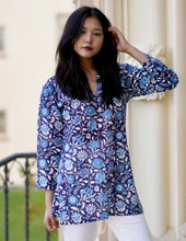 Load image into Gallery viewer, Nadine Cotton Tunic Blue White
