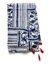 Load image into Gallery viewer, Milos Tassle Cotton Scarf Navy
